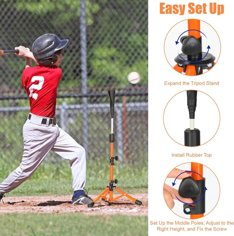 Storgem Baseball and Softball Tee,Batting Tee for Kids,Baseball Tees for Hitting,T Ball Training Stand,Easy Height Adjustment - Image 4